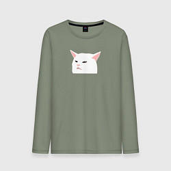 Мужской лонгслив Белый кот из мема