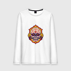 Лонгслив хлопковый мужской Poker Skull, цвет: белый