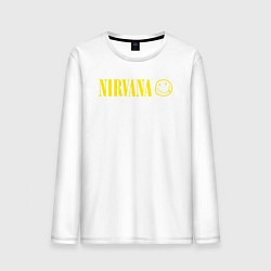 Лонгслив хлопковый мужской Nirvana logo, цвет: белый