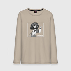 Лонгслив хлопковый мужской Весёлая Харухи Судзумия, цвет: миндальный