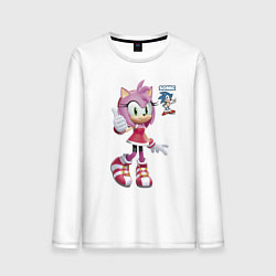 Лонгслив хлопковый мужской Sonic Amy Rose Video game, цвет: белый