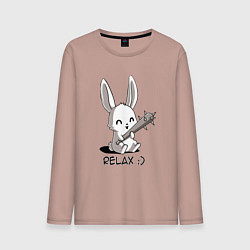 Мужской лонгслив Милый зайчик с дубинкой