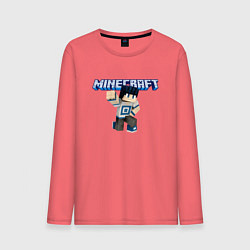 Лонгслив хлопковый мужской Minecraft Hero Video game Pose, цвет: коралловый