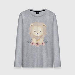 Мужской лонгслив Милый Львёнок С Цветами