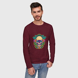 Лонгслив хлопковый мужской Summer - Skull, цвет: меланж-бордовый — фото 2