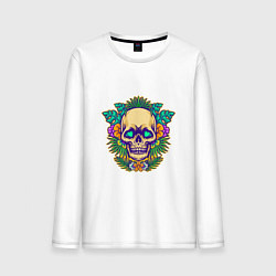 Лонгслив хлопковый мужской Summer - Skull, цвет: белый