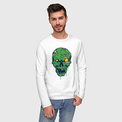 Лонгслив хлопковый мужской Зелёный зомби, цвет: белый — фото 2