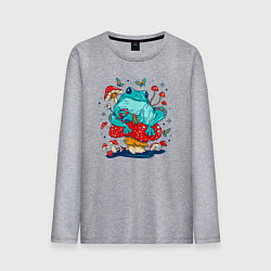 Мужской лонгслив Лягушка в мухоморах