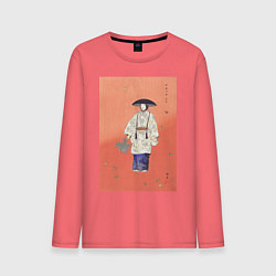 Лонгслив хлопковый мужской Actor in the No Play Hanagatami Актёр японского те, цвет: коралловый