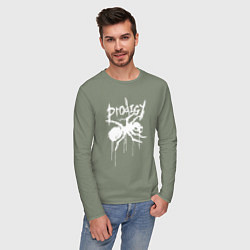 Лонгслив хлопковый мужской Draw white logo - Ant, цвет: авокадо — фото 2