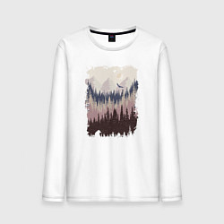 Лонгслив хлопковый мужской Дикая природа, цвет: белый