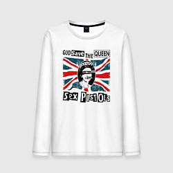 Лонгслив хлопковый мужской Sex Pistols - God Save The Queen, цвет: белый