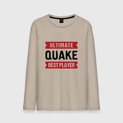 Лонгслив хлопковый мужской Quake: таблички Ultimate и Best Player, цвет: миндальный
