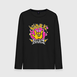 Лонгслив хлопковый мужской Work hard Агрессивная Рэцуко, цвет: черный