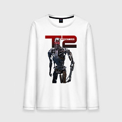 Лонгслив хлопковый мужской Terminator 2 - T800, цвет: белый