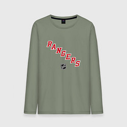 Лонгслив хлопковый мужской New York Rangers NHL, цвет: авокадо