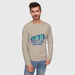 Лонгслив хлопковый мужской WALK FOR LIFE FUN FEST, цвет: миндальный — фото 2