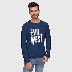 Лонгслив хлопковый мужской Evil west logo, цвет: тёмно-синий — фото 2