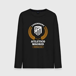 Лонгслив хлопковый мужской Лого Atletico Madrid и надпись Legendary Football, цвет: черный