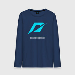 Лонгслив хлопковый мужской Символ Need for Speed в неоновых цветах, цвет: тёмно-синий