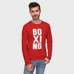 Лонгслив хлопковый мужской Boxing classic, цвет: красный — фото 2