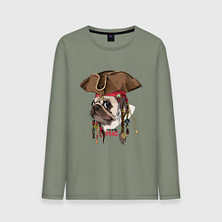 Мужской лонгслив МОПС ПИРАТ СОБАКА В ШЛЯПЕ