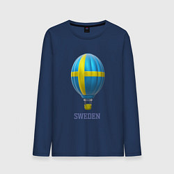 Лонгслив хлопковый мужской 3d aerostat Sweden flag, цвет: тёмно-синий