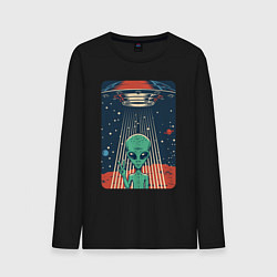 Лонгслив хлопковый мужской Mars Alien, цвет: черный