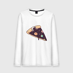 Лонгслив хлопковый мужской Space - Pizza, цвет: белый