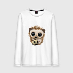 Лонгслив хлопковый мужской Футбол - Ёжик, цвет: белый