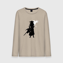 Мужской лонгслив Самурай и белая луна