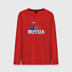 Лонгслив хлопковый мужской Russia объемный текст, цвет: красный
