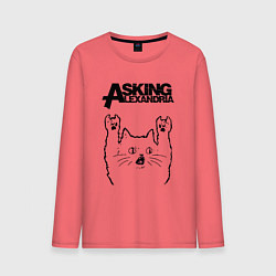 Лонгслив хлопковый мужской Asking Alexandria - rock cat, цвет: коралловый