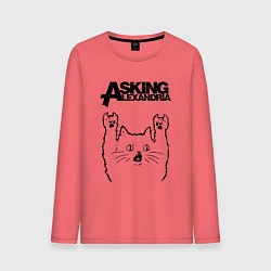 Лонгслив хлопковый мужской Asking Alexandria - rock cat, цвет: коралловый