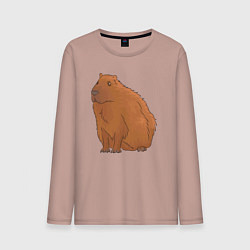 Мужской лонгслив Капибара сидит и думает о жизни