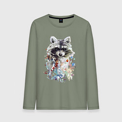 Мужской лонгслив Мордочка енота - акварель