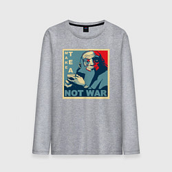 Лонгслив хлопковый мужской Make tea, not war, цвет: меланж