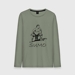 Лонгслив хлопковый мужской Сумо минимализм, цвет: авокадо