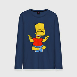 Лонгслив хлопковый мужской Барт Симпсон - сидит со скрещенными пальцами, цвет: тёмно-синий