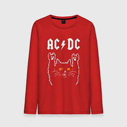 Лонгслив хлопковый мужской AC DC rock cat, цвет: красный