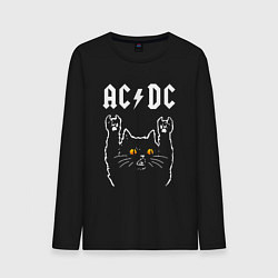 Лонгслив хлопковый мужской AC DC rock cat, цвет: черный