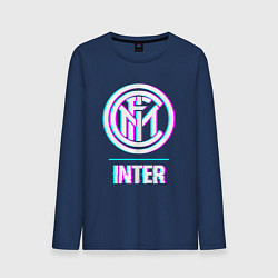 Лонгслив хлопковый мужской Inter FC в стиле glitch, цвет: тёмно-синий