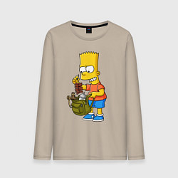 Мужской лонгслив Барт Симпсон разбирает свой рюкзак