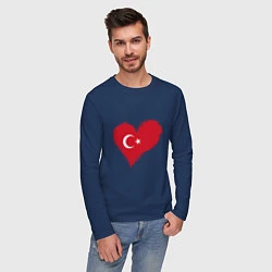 Лонгслив хлопковый мужской Сердце - Турция, цвет: тёмно-синий — фото 2
