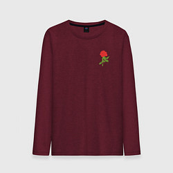 Лонгслив хлопковый мужской Красная рисованная роза, цвет: меланж-бордовый