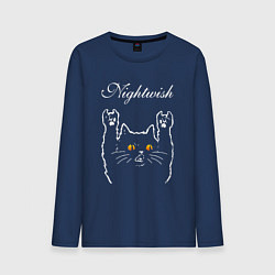 Лонгслив хлопковый мужской Nightwish rock cat, цвет: тёмно-синий