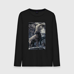 Мужской лонгслив Горный козел на фоне скалы