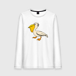 Лонгслив хлопковый мужской Маленький пеликан, цвет: белый