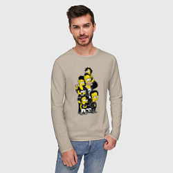 Лонгслив хлопковый мужской Simpsons not dead! Motto, цвет: миндальный — фото 2