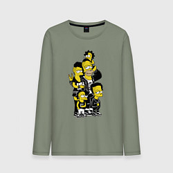 Лонгслив хлопковый мужской Simpsons not dead! Motto, цвет: авокадо